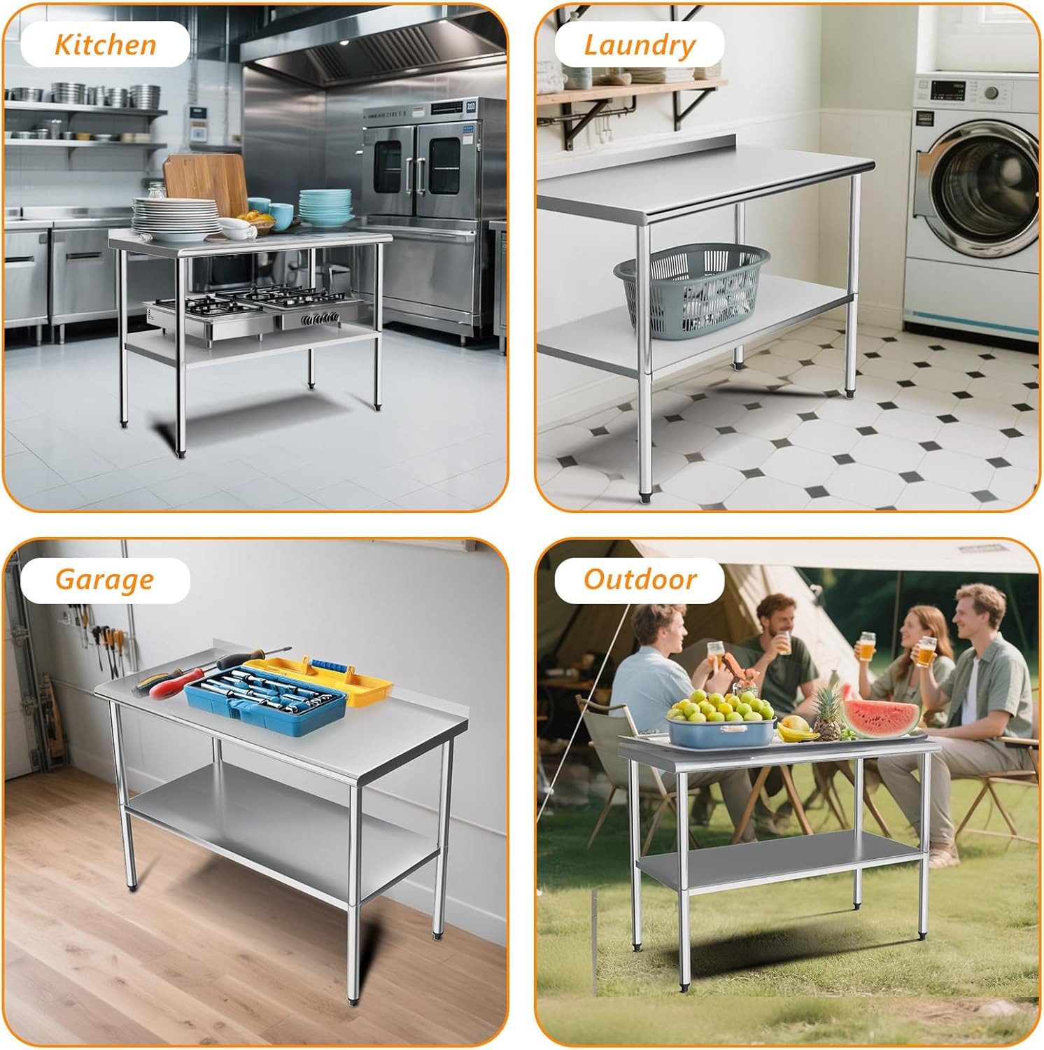 60» X 24» Stainless Steel Table for Prep & Work,Commercial Worktables