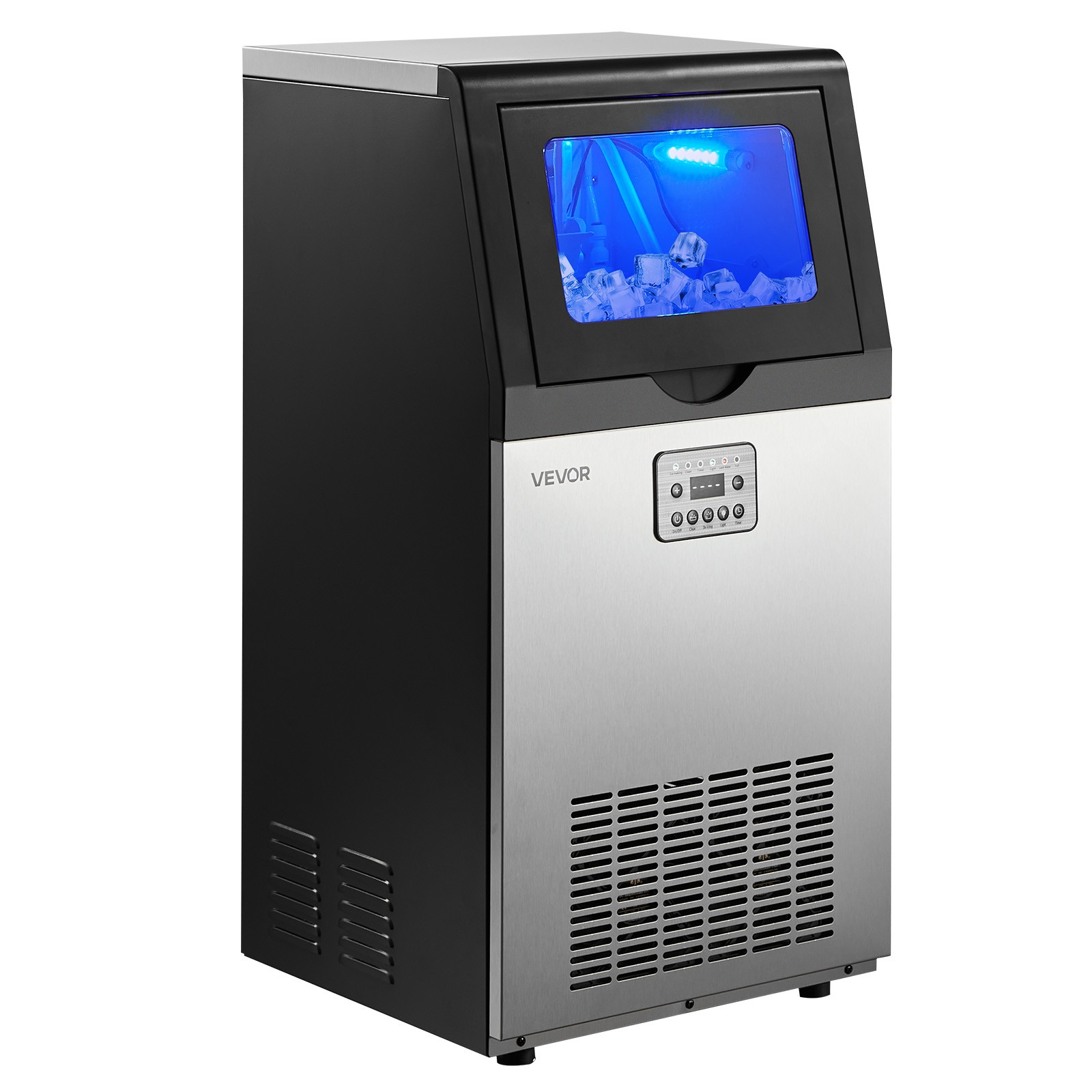 VEVOR Commercial Ice Maker 100 lbs/24h Ice Machine 30 lbs Storage Bar Restaurant
