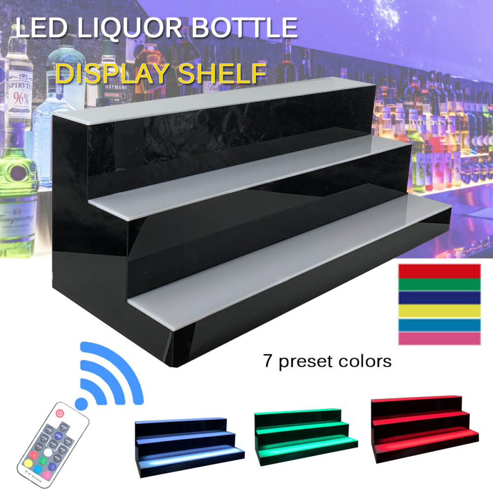 3 Tier Liquor Bottle Stand LED Illuminated Liquor Bottle Bar Display Stand 110V