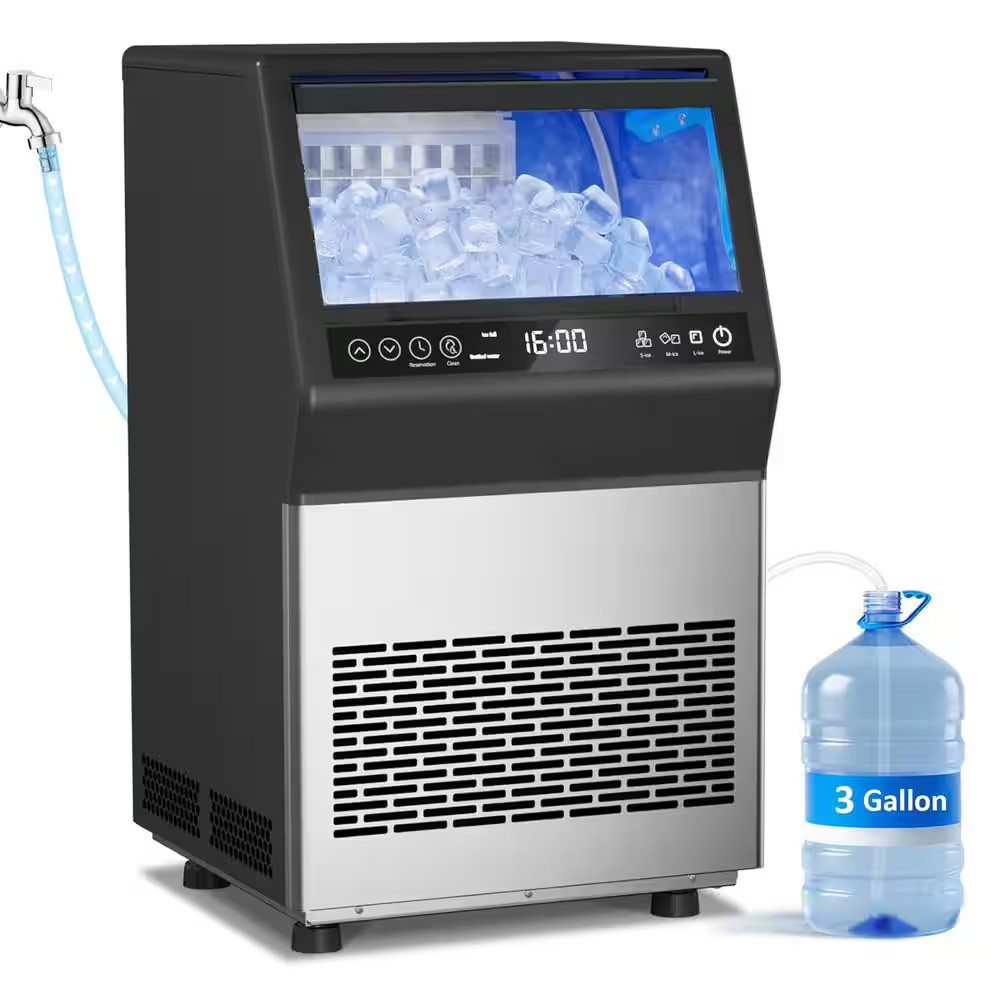 15.7 In. 110 LBS/24H Stainless Steel Commercial Ice Maker-Undercounter/Freestand