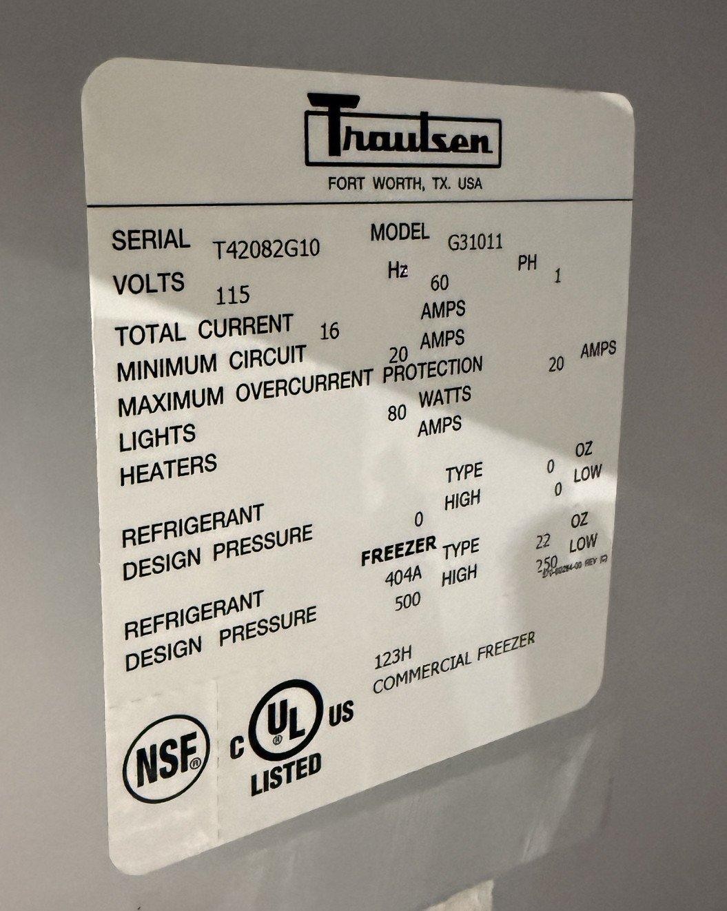 TRAULSEN G31011 76″ 3 DOOR SECTION REACH-IN STAINLESS STEEL FREEZER