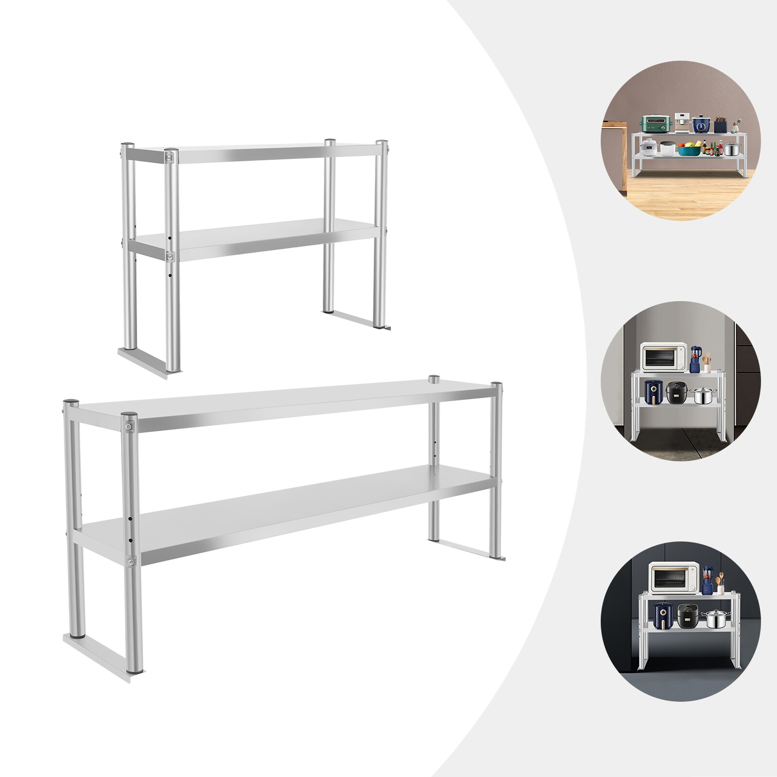 Stainless Steel Commercial Double Overshelf 12x 30 Inch for Prep Table Kitchen