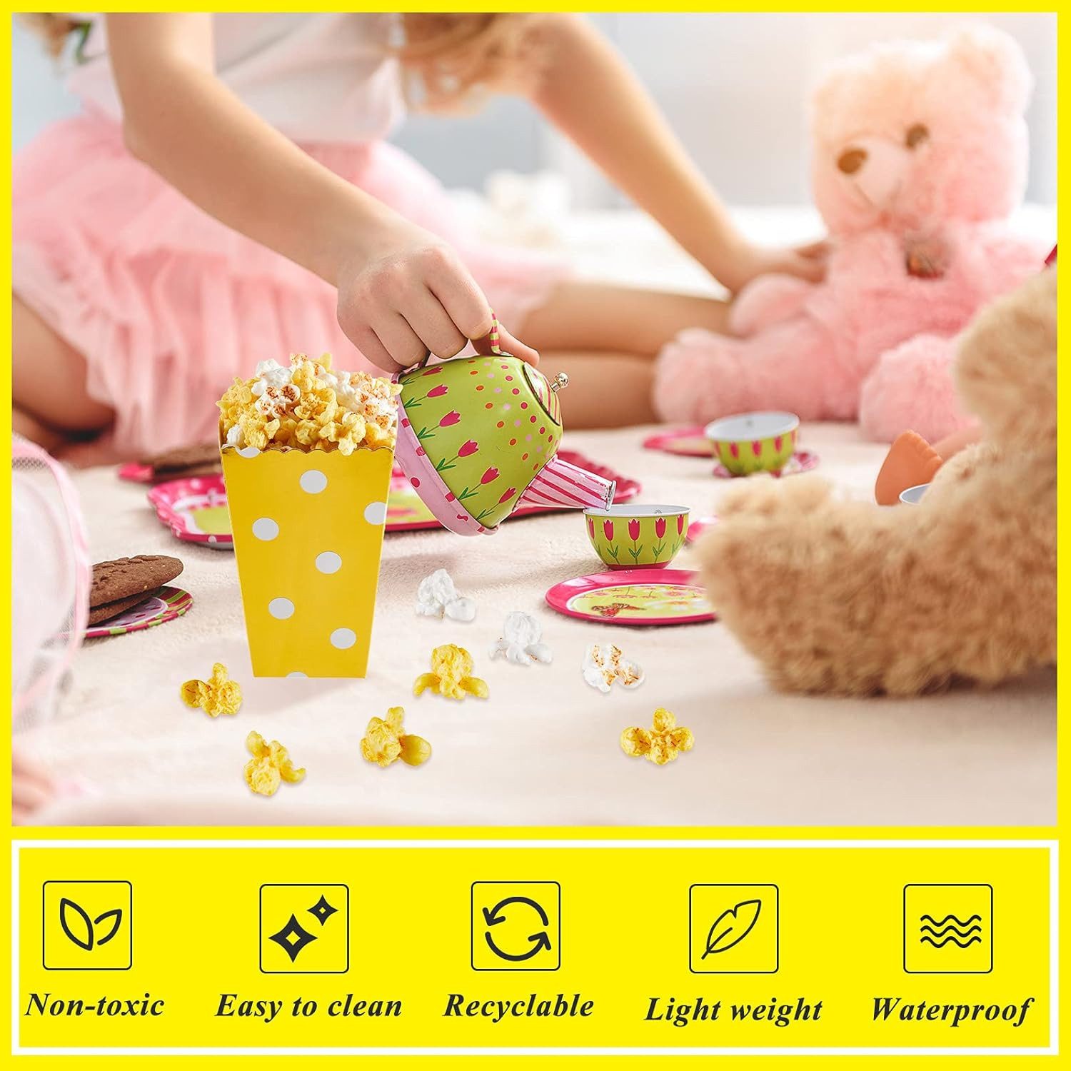 80 Pcs Artificial Resin Popcorn Miniature Prop Figurines Lifelike Faux Popcorn w