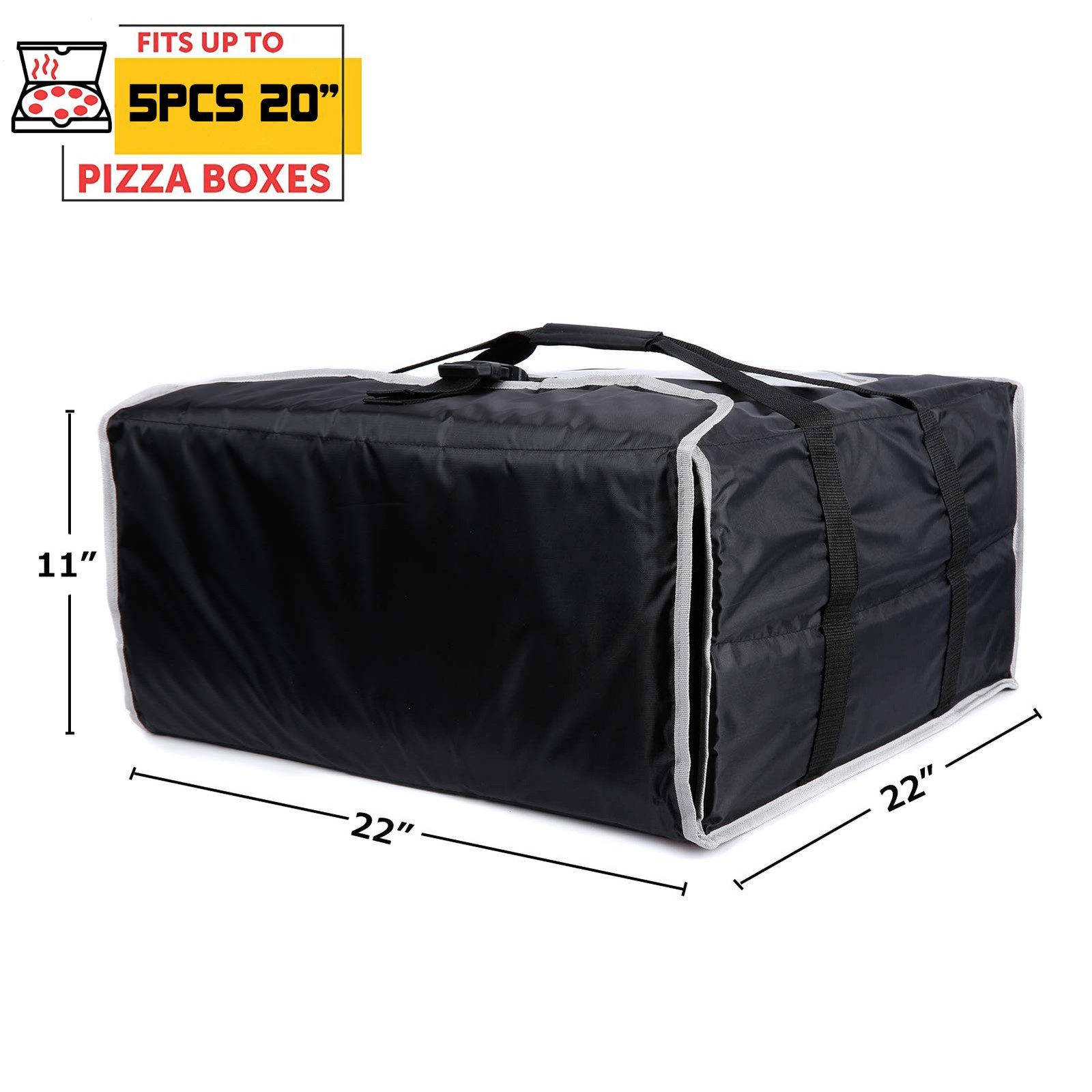 Insulated Pizza Delivery Bag 22x22x11″ Holds 5-20″ Pizza Boxes – Food Warmer