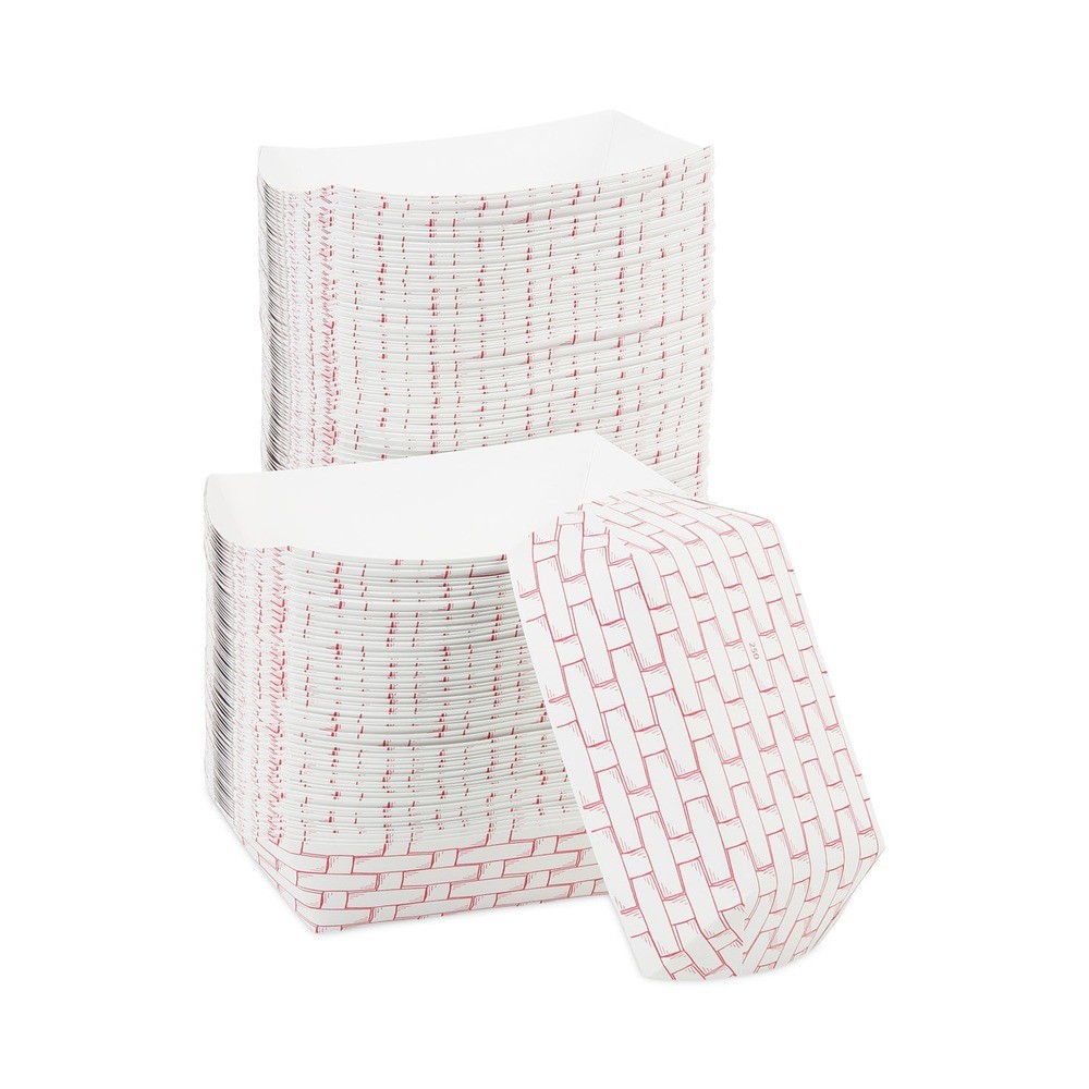 Boardwalk 30LAG250 2.5 lbs. Capacity Paper Food Baskets – Red/White (500/CT) New