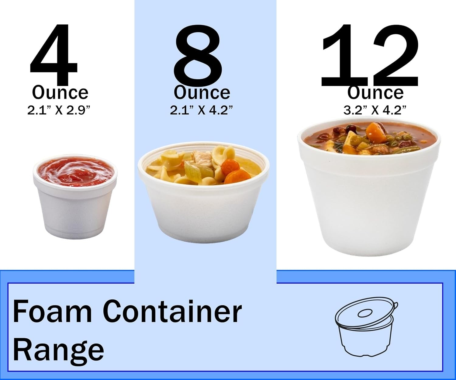 Foam Bowl with Lid for Hot and Cold Foods – 8 Ounce Disposable Soup Container…