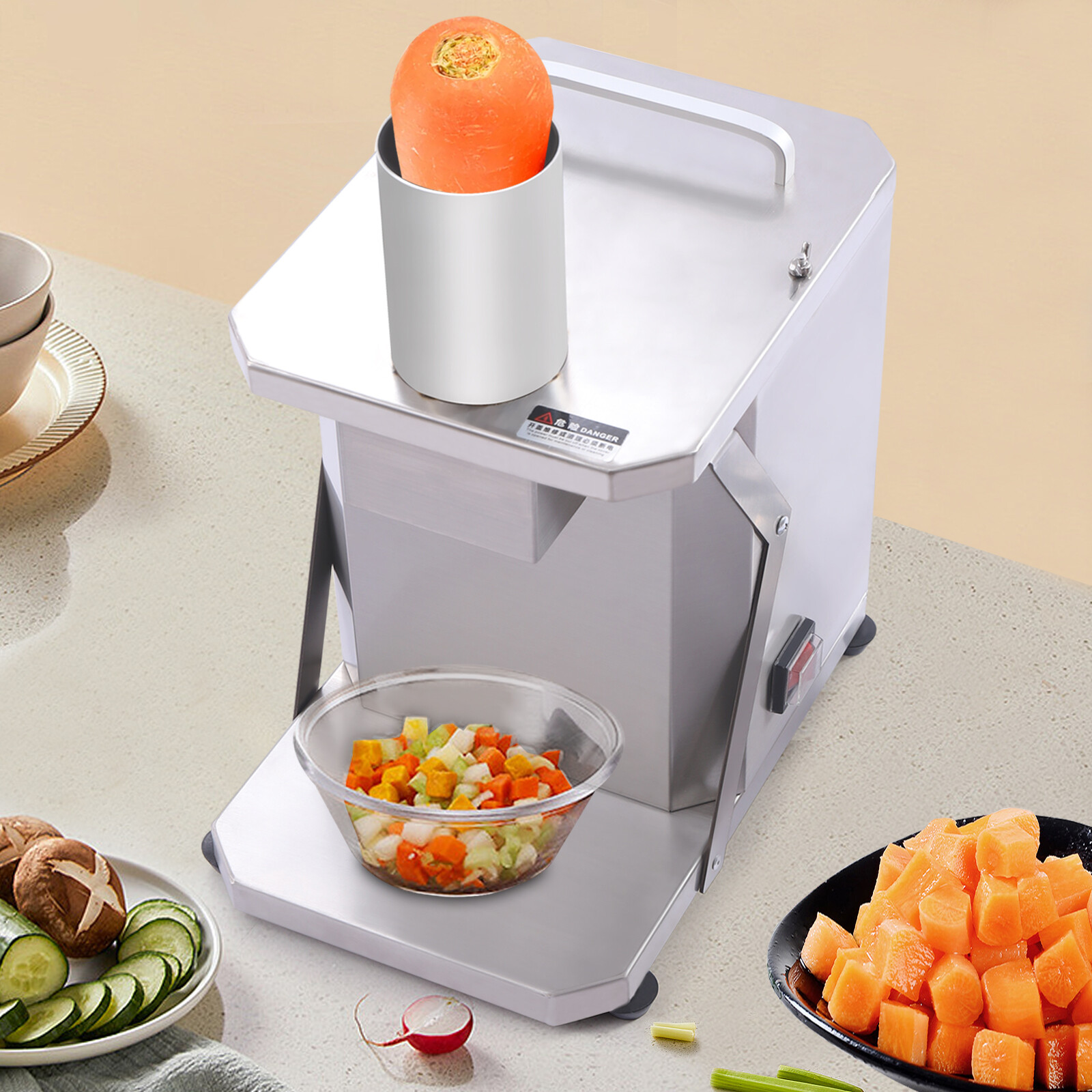 200W Commercial Electric Vegetable Dicer Automatic Stainless Steel Food Chopper