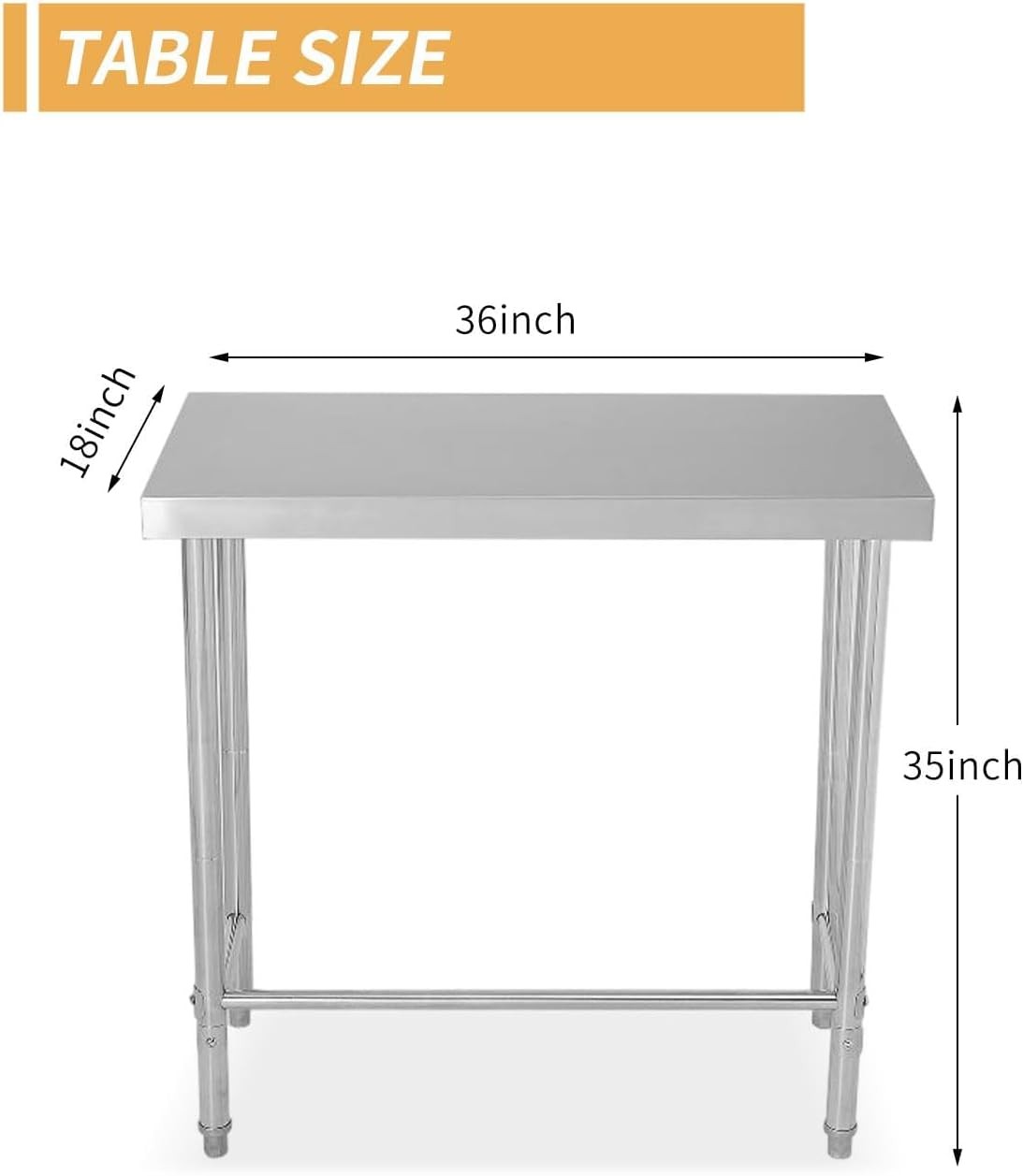Stainless Steel Prep Table, Rust Resistant NSF Commercial Utility Worktable