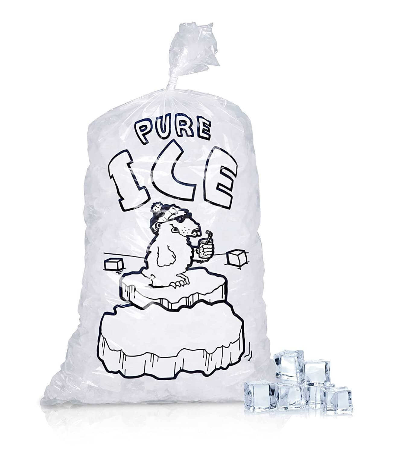 500 20 lbs Wicket Ice Bags 14.25×28 + 4 Polar Bear Printed Icebags