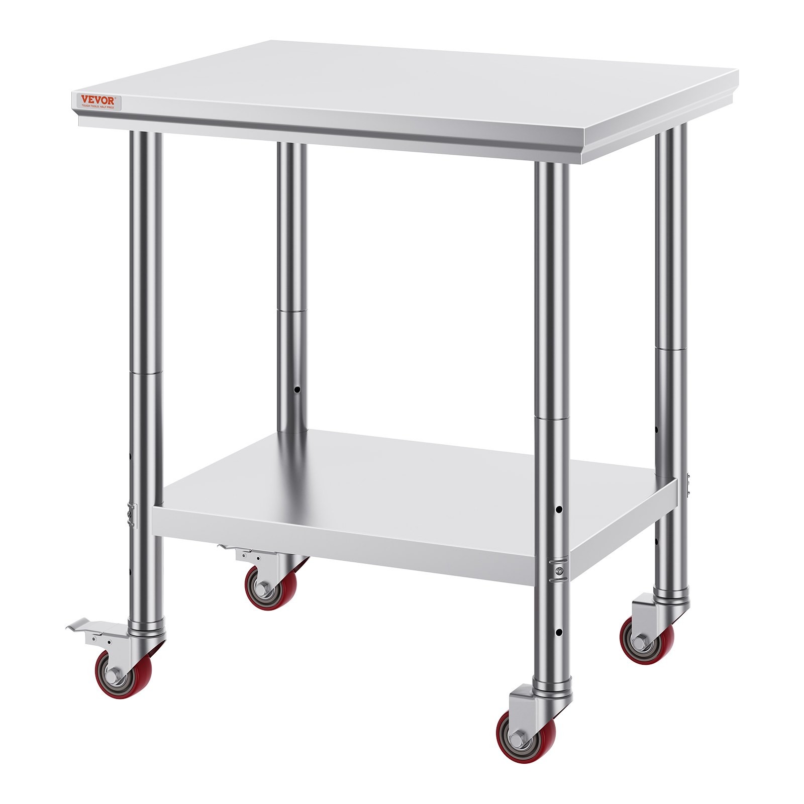 Stainless Steel Work Table 30 x 24 x 33 Inch, 700 LBS Load Capacity with 4 Wheel