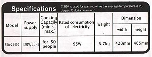 Commercial Electric Rice Warmer 50 cups Raw/100 cups Cooked 120V 95W NSF/ETL