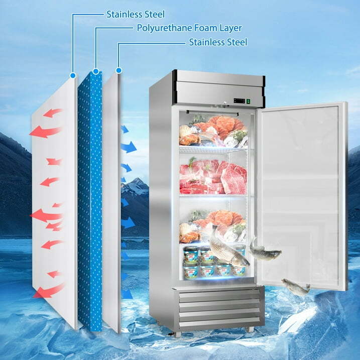 27» Commercial Reach-In Freezer Solid Door Stainless Steel Restaurant 23 Cu.Ft