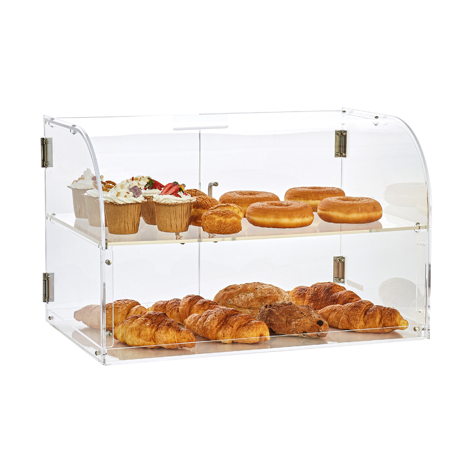 VEVOR 2-Tier Acrylic Bakery Display Case Countertop Donut Pastry Case Rear Door