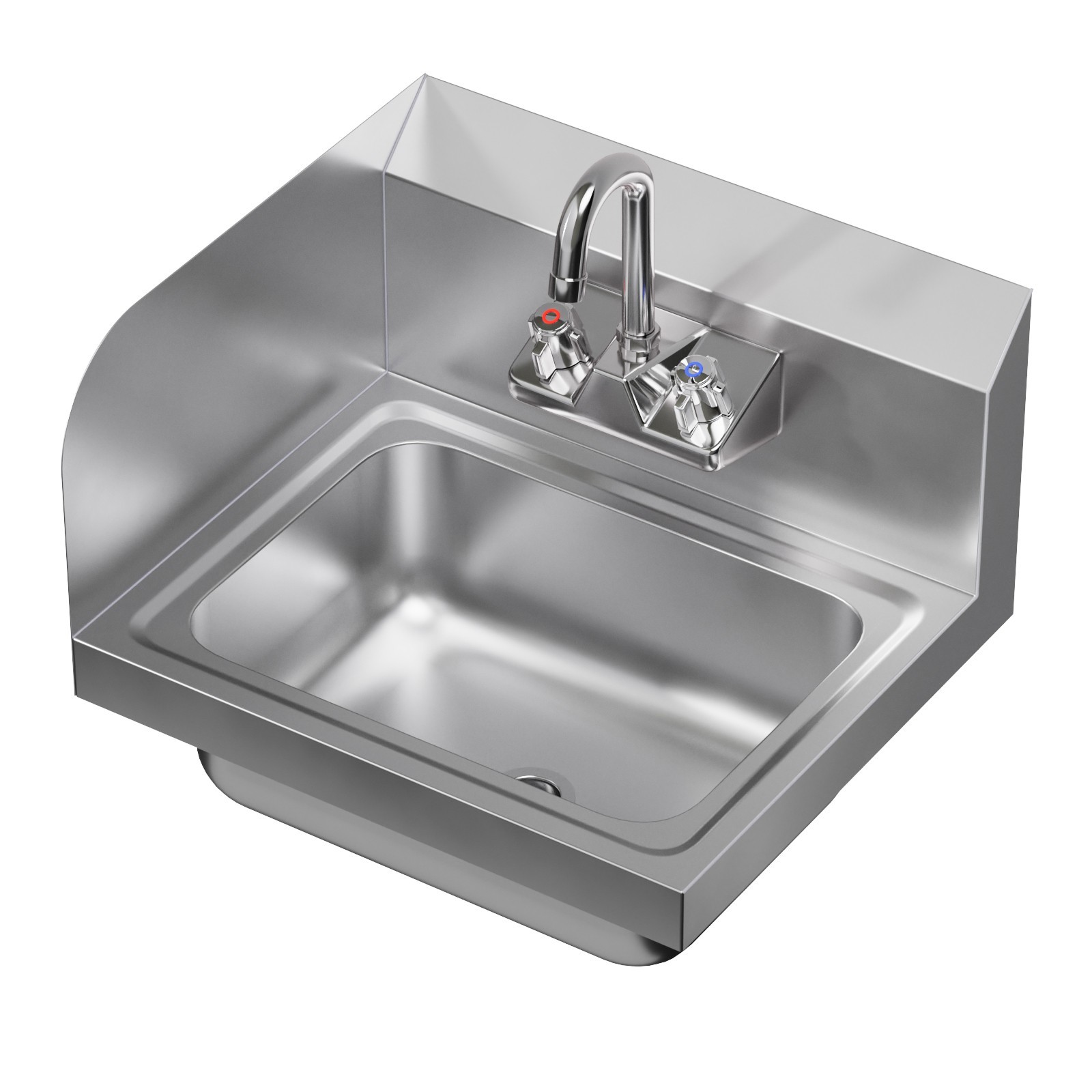 Stainless Steel Wall Mounted Hand Sink 17 in. x 15 in. with Left Side Splash