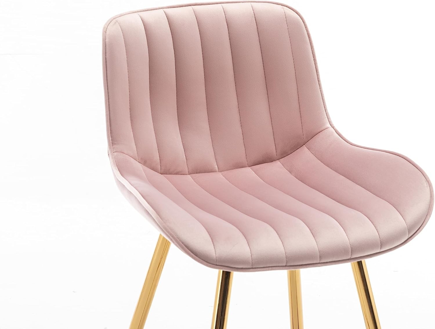 Pink Bar Stools Set of 2, Velvet Counter Stools with Footrests, 24” Armless