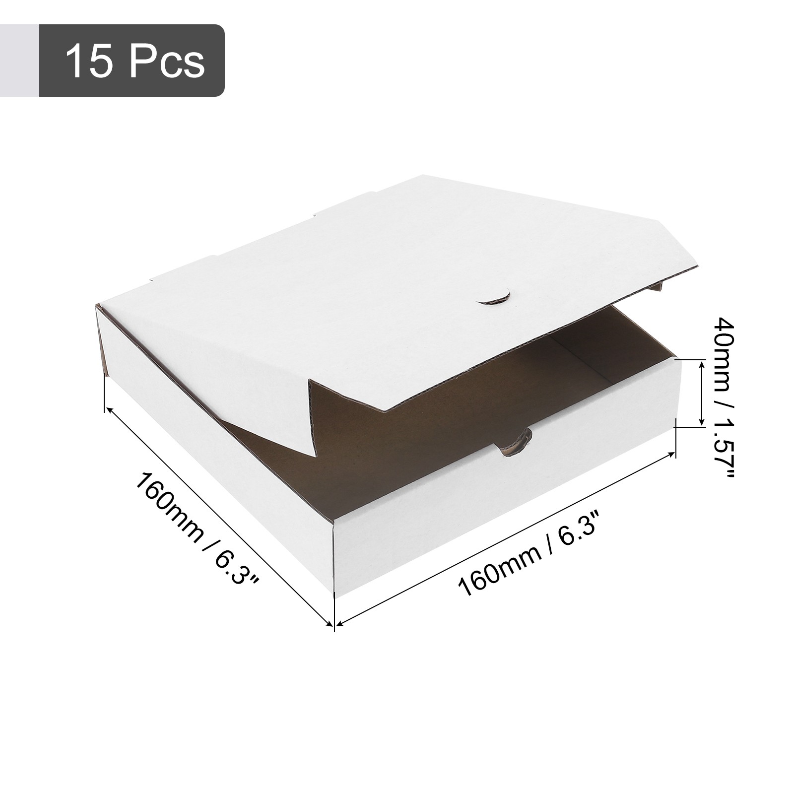 15pcs Pizza Box 6 x 6 Inches Cowhide Paper Square Mini Pizza Boxes White