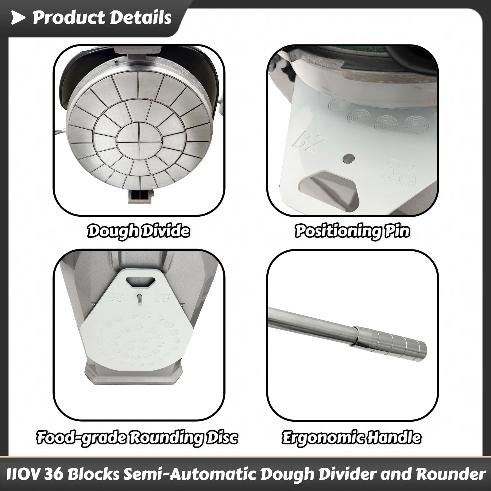 Commercial 110V 36 Blocks Semi-Automatic Dough Divider and Rounder 20g-70g