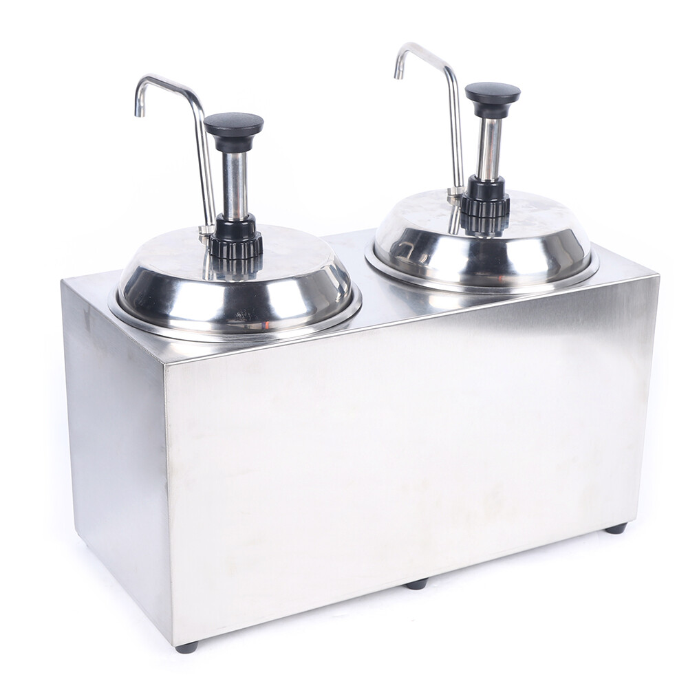 1600W Commercial Hot Fudge Warmer Nacho Cheese Sauce Warmer w/ Pump Dispenser US