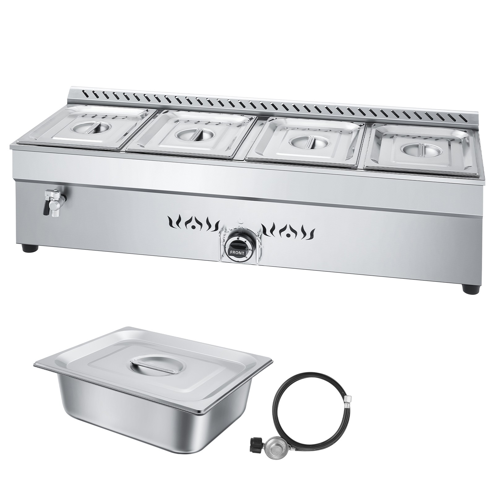 Commercial Propane Steam Table 4-Pan Outdoor Food Warmer Stainless Steel
