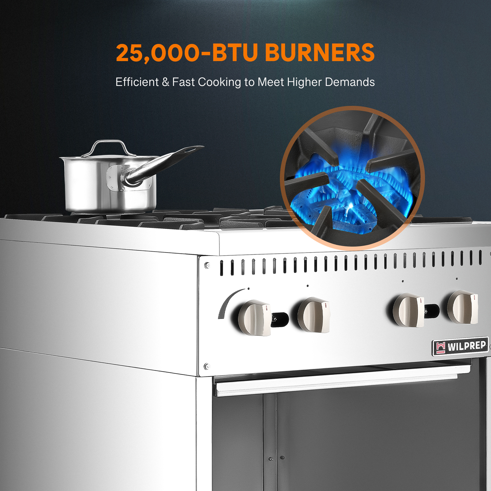 24″ 4 Burners Commercial Natural Gas Range Gas Stove 100000BTU W/Storage Base