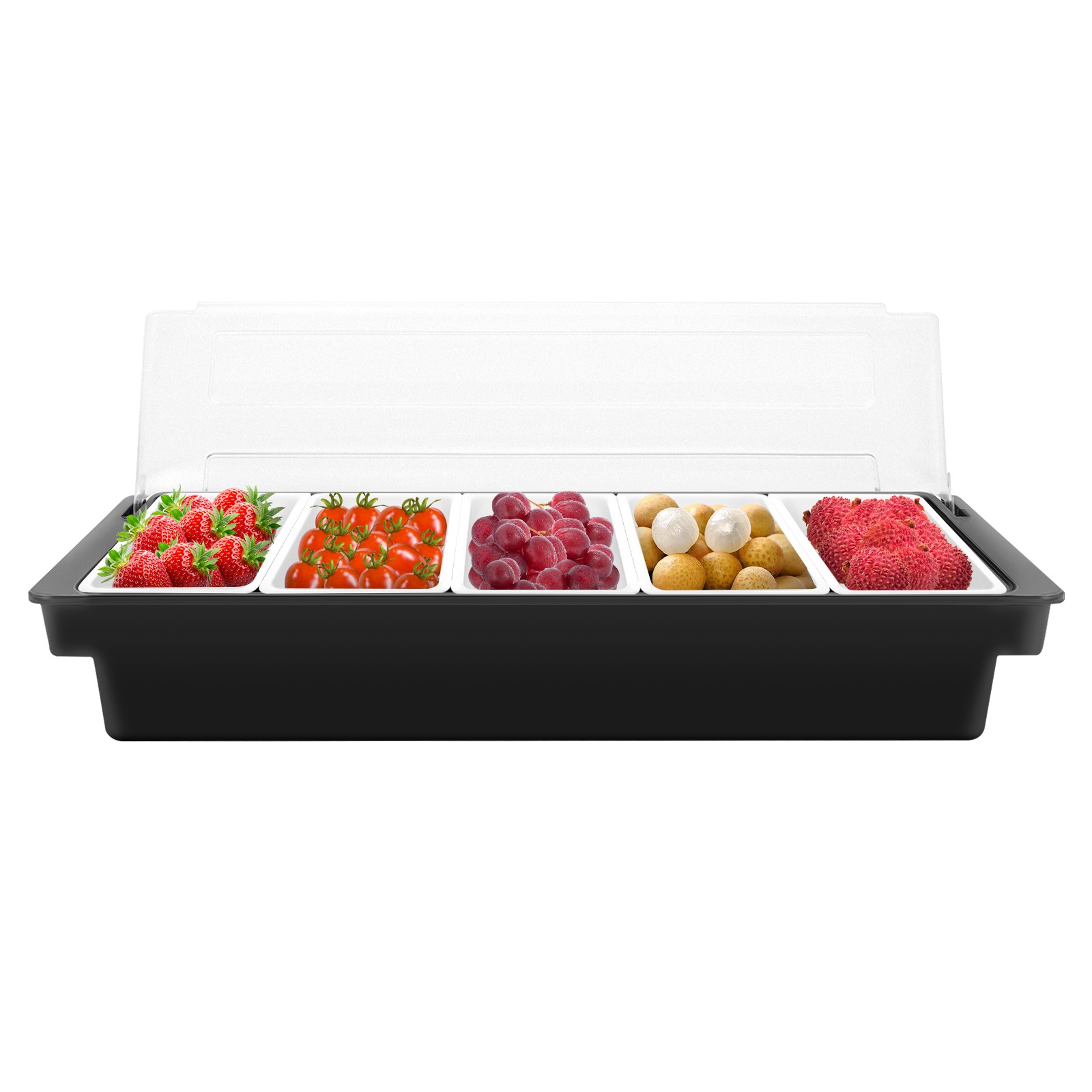3/5 Compartments Condiment Dispenser Chilled Server Caddy Food FruitSalad Tray