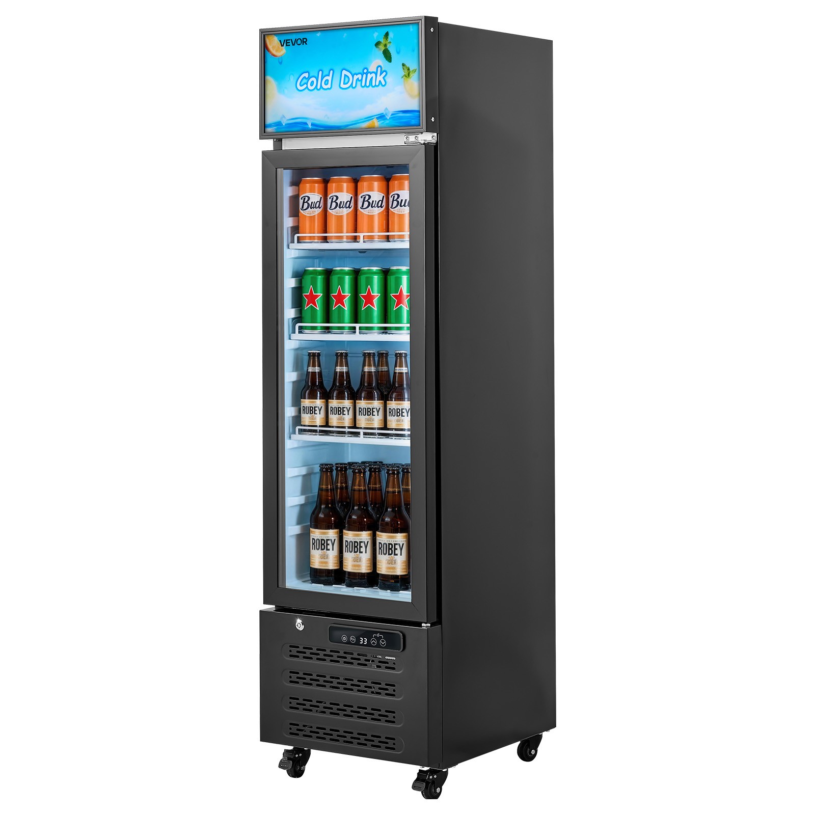 VEVOR Commercial Merchandiser Refrigerator 6.1 Cu.Ft Upright Beverage Cooler