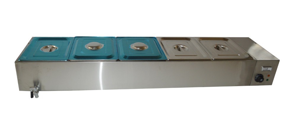 110V 5 Pans*1/2 Size Commercial Buffet Food Warmer with Glass Sneeze Guard