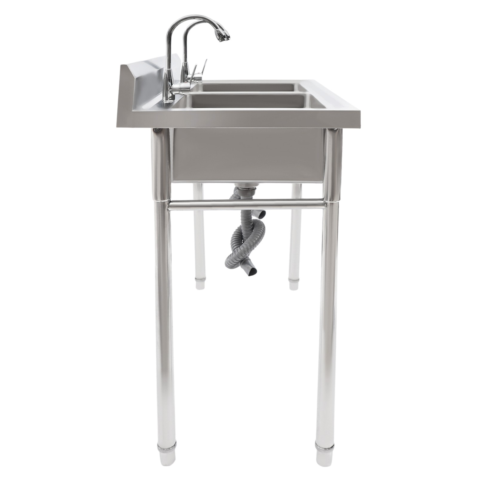 Stainless Steel Sink 2 Compartment Commercial Kitchen Sink w/Faucet Utility Sink