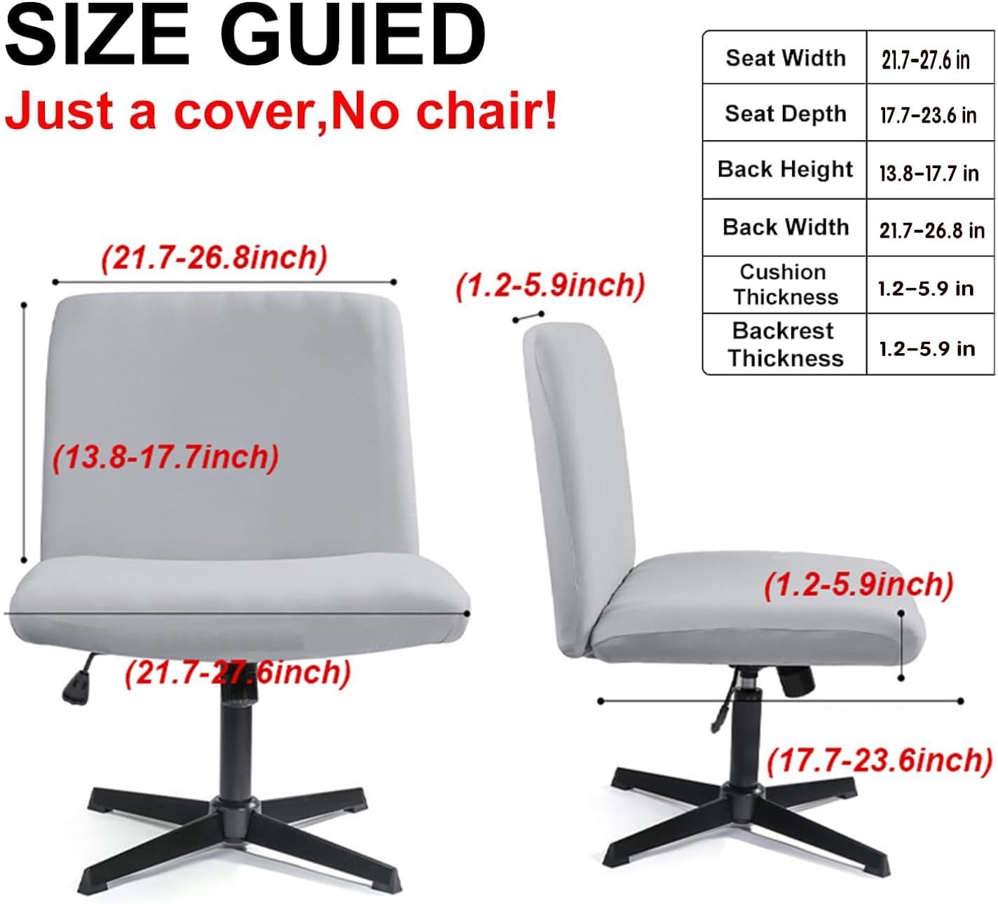 Velvet Cross Legged Office Chair Covers – Upgrade Your Armless Wide Seat