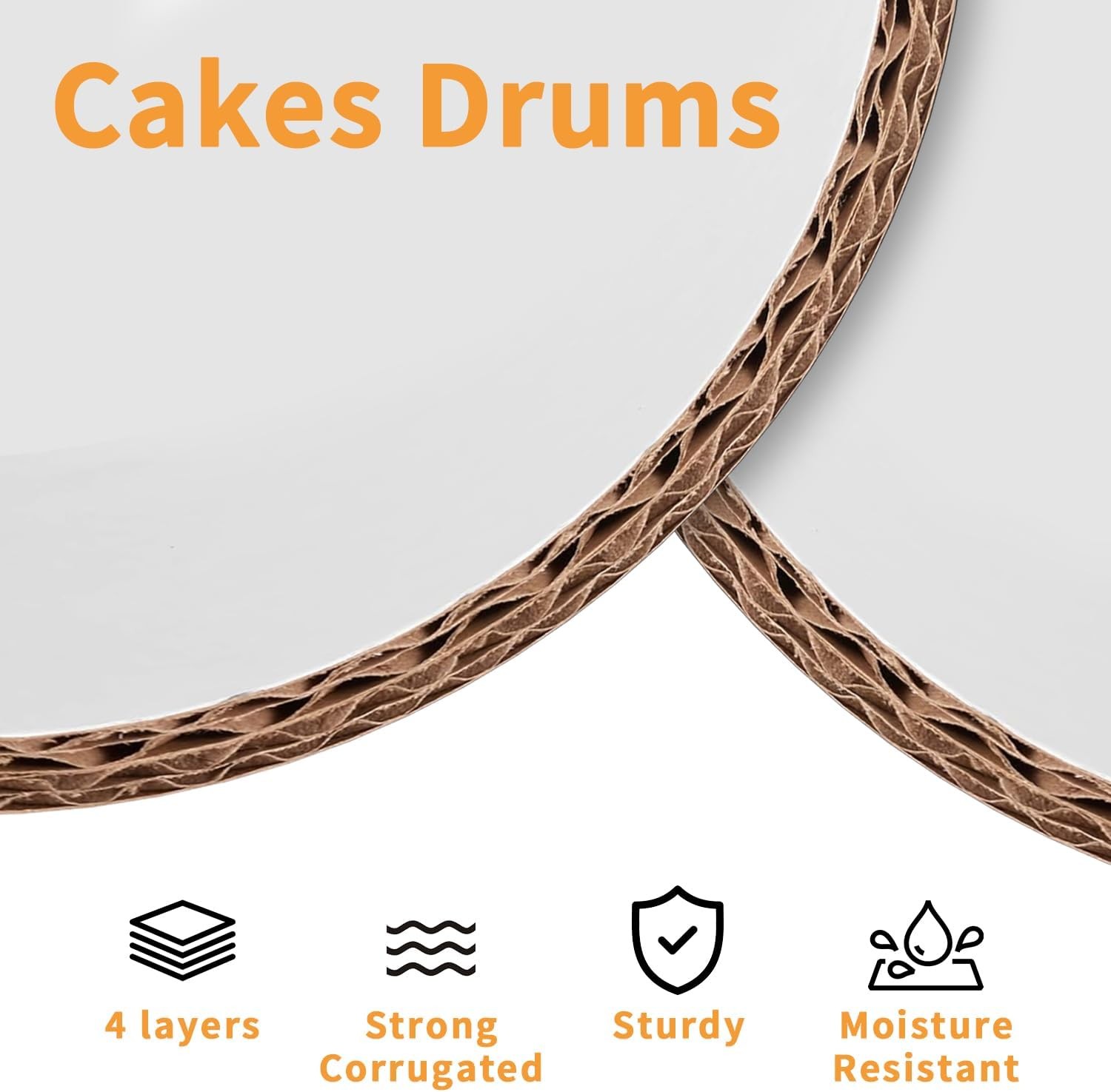 12 Inches White Round Sturdy Cake Board Drums for Displaying Cakes, 1/2 Inch