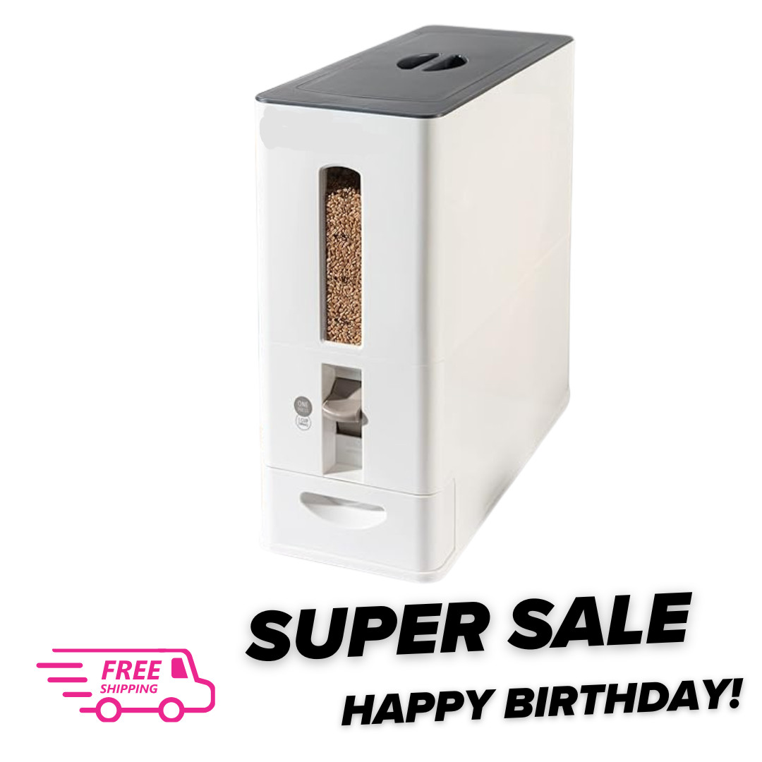 27lbs Large Rice Dispenser, 7.25 x 16.5 x 16.5 Inches, White