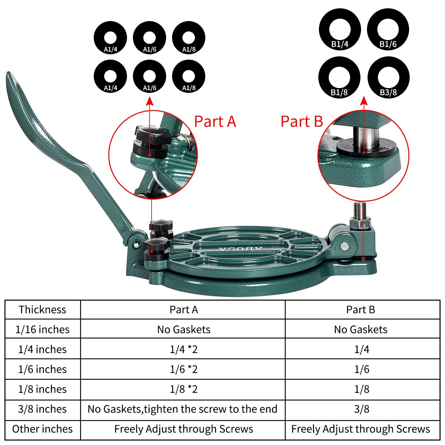 ABUSA Thickness Adjustable Tortilla Press 8 Inch Maker 8 Inch, Green