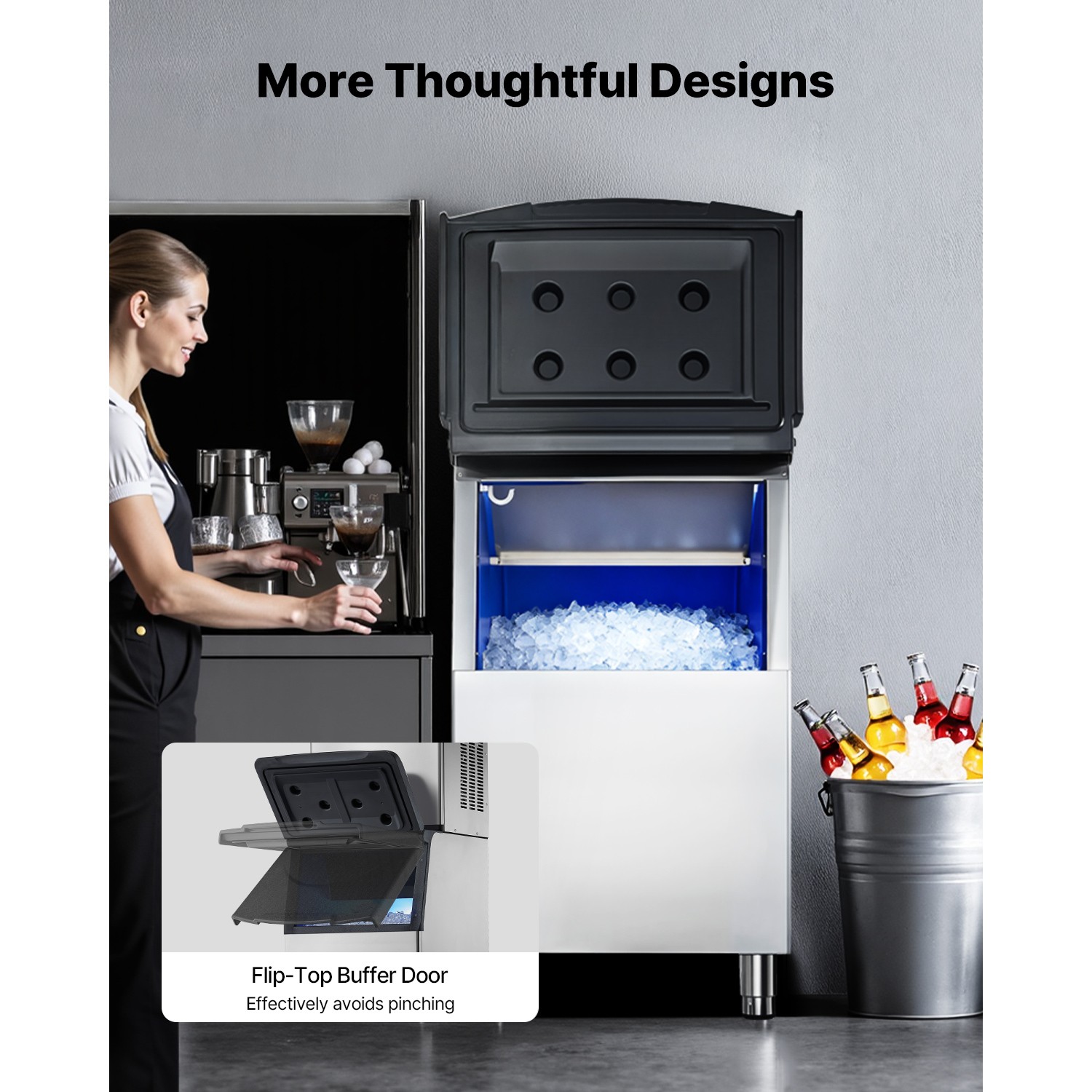 Commercial Ice Maker Storage Bin 250lbs Capacity Stainless Steel Ice Storage Bin