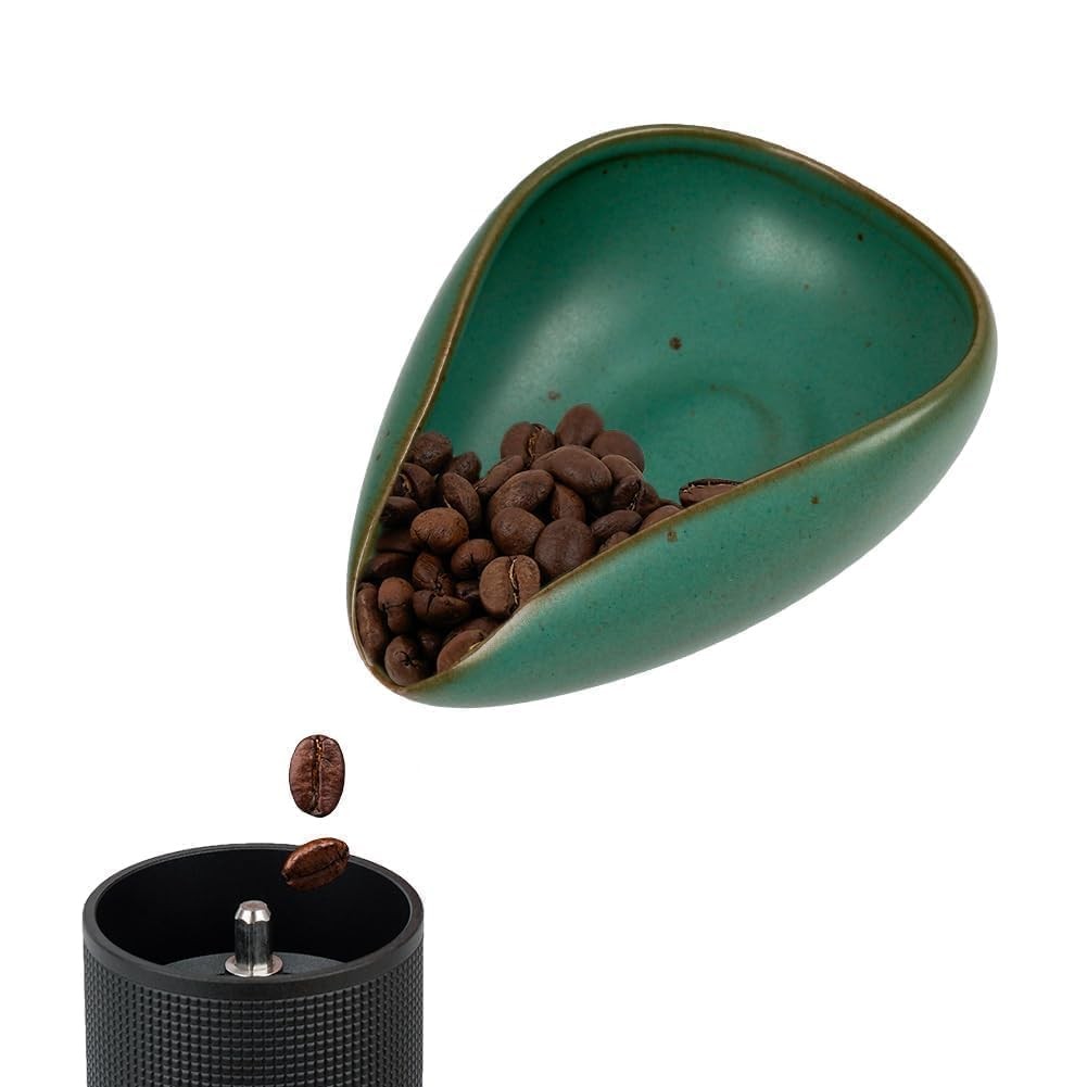 Dark Green Ceramic Coffee Beans Dosing Cup Tray Small Espresso Tool