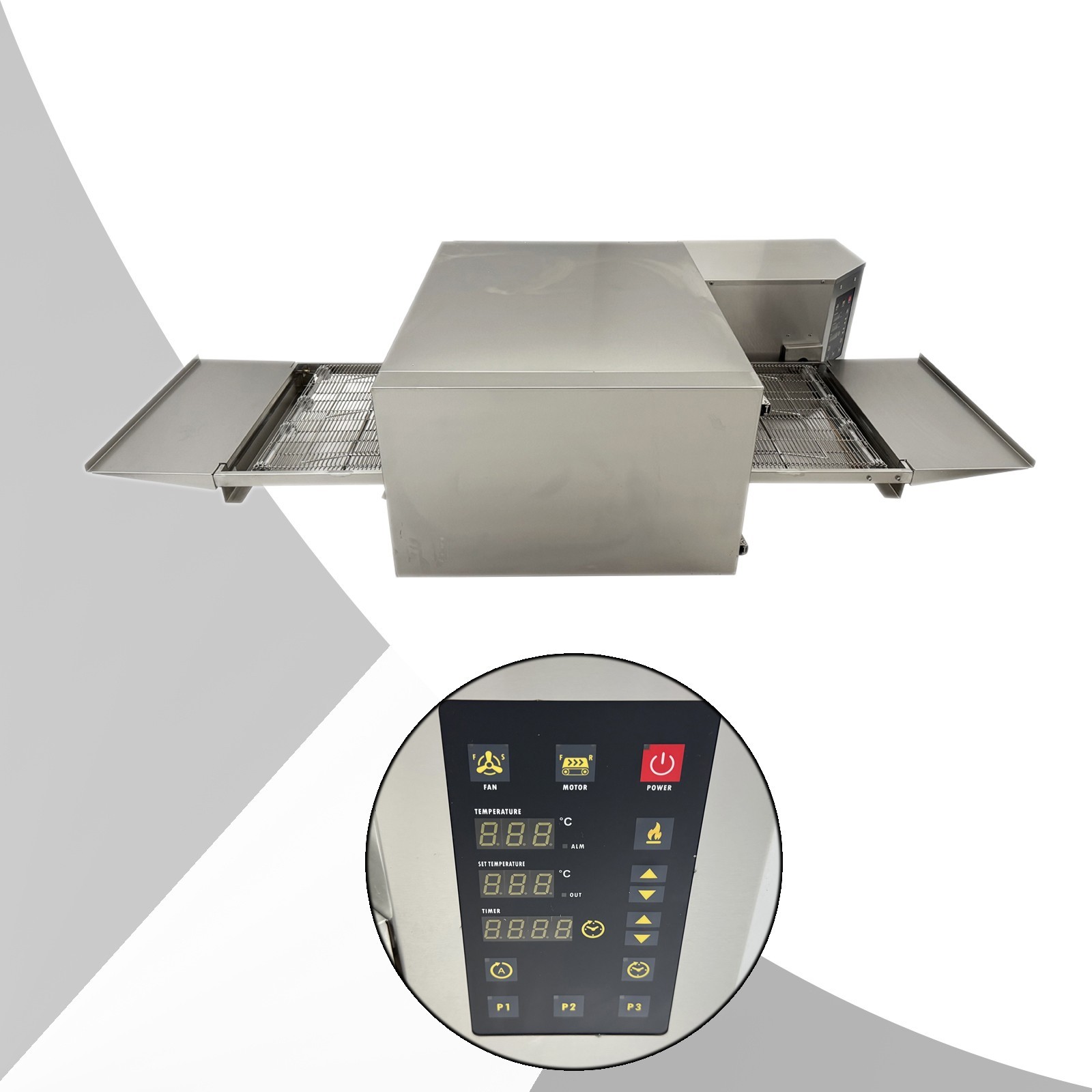Commercial Countertop Conveyor Pizza Oven (220V 3PH, 9kW, 18″ Pizza, 0-300℃)