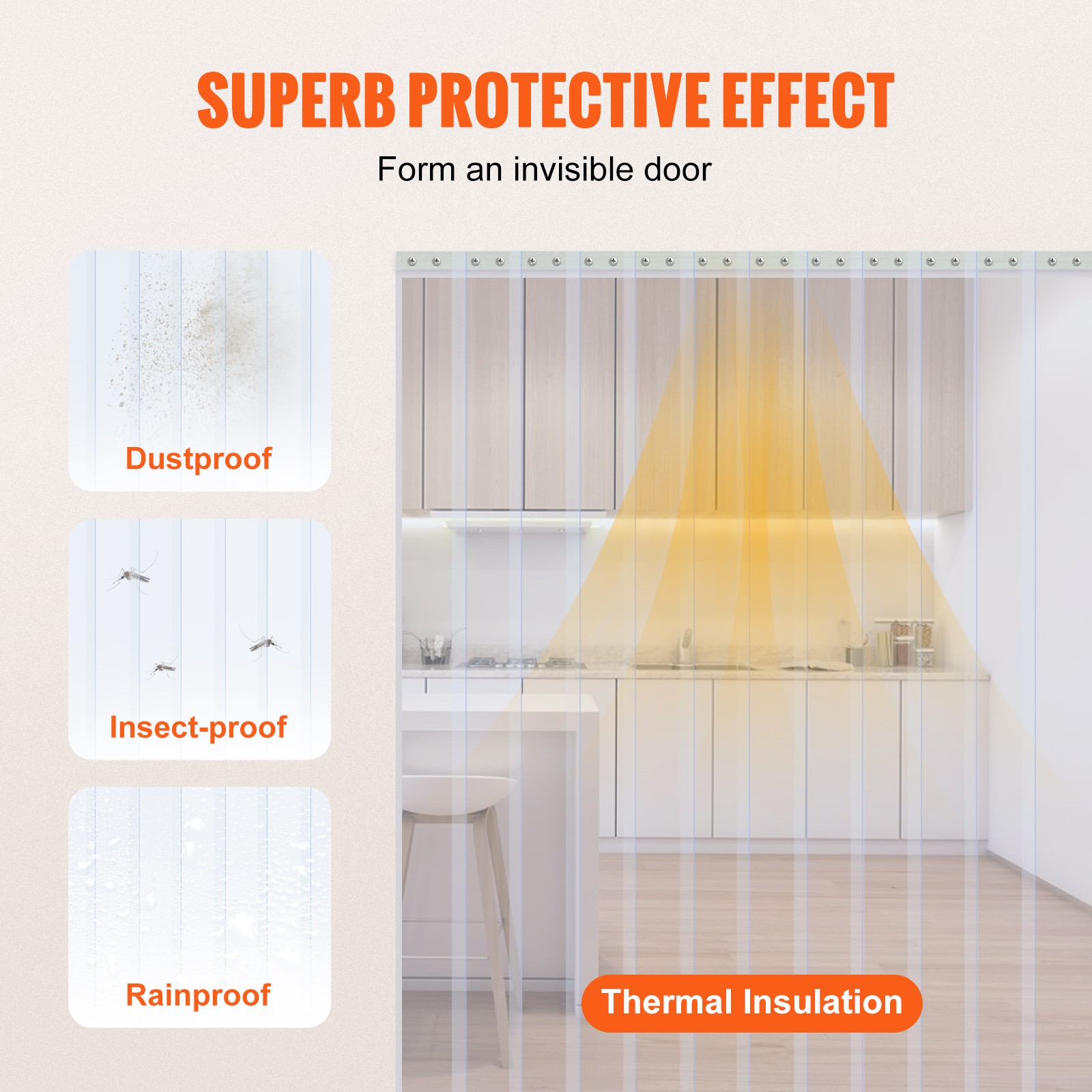VEVOR PVC Strip Curtain 50 ft x 8 in Plastic Door Strip Bulk Roll for Doorways