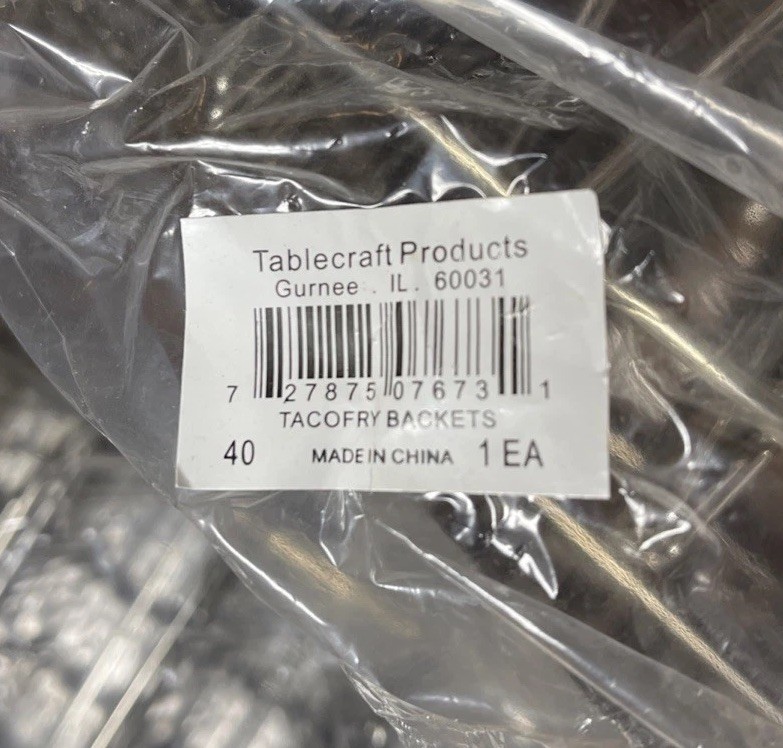 2 (NEW) Taco Fry Baskets – TableCraft 40 Nickel Plated each hold 8 Tacos