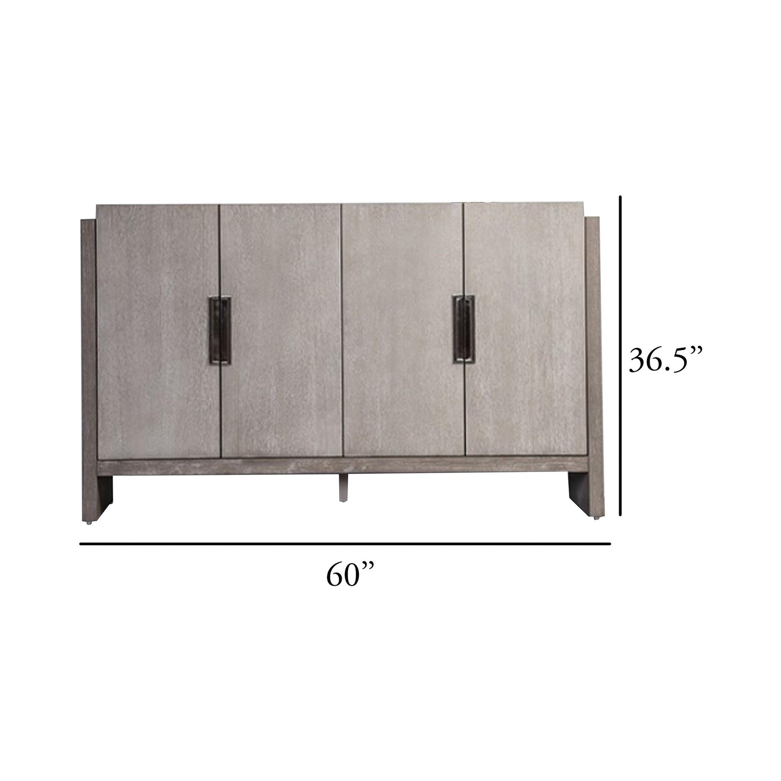 Gris Sideboard Server- 4 Doors w Metal Handles- 60 Inch Stone Gray