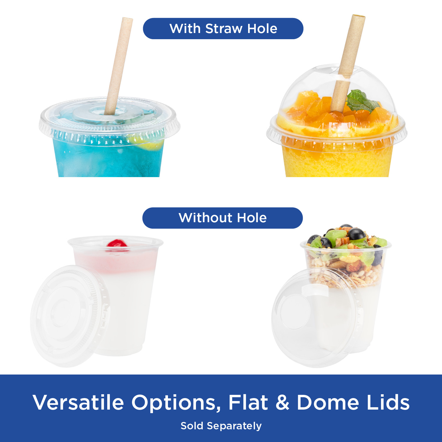 Karat PET Clear Flat Lid for 7oz PET Cup (74mm) – 1,000 pcs, C-KC74TS
