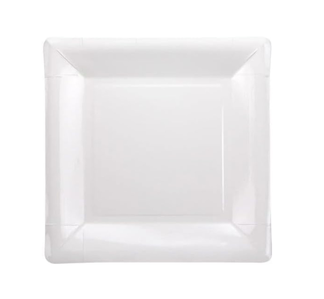 10 inch Disposable Elegant White Square Dinner Paper Plate 144pcs