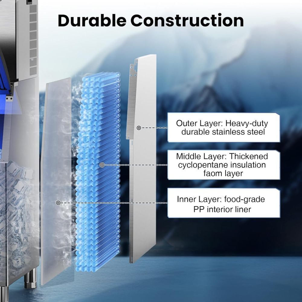 Commercial Ice Maker Machine 550LBS/24H Air-Cooled Ice Machine with Storage Bin