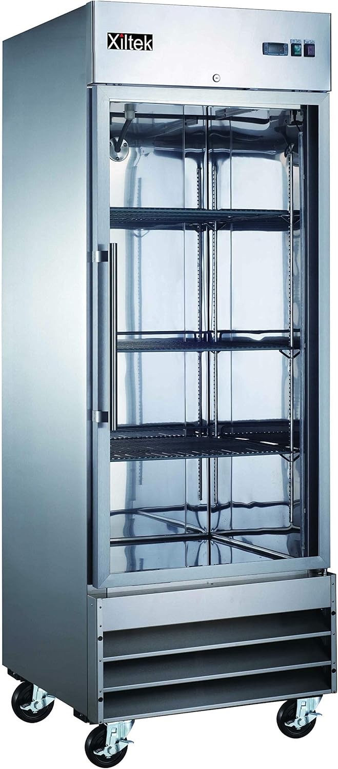 Xiltek 29″ Stainless Steel and Glass Door Commercial Reach-in Freezer 23 cu. ft.