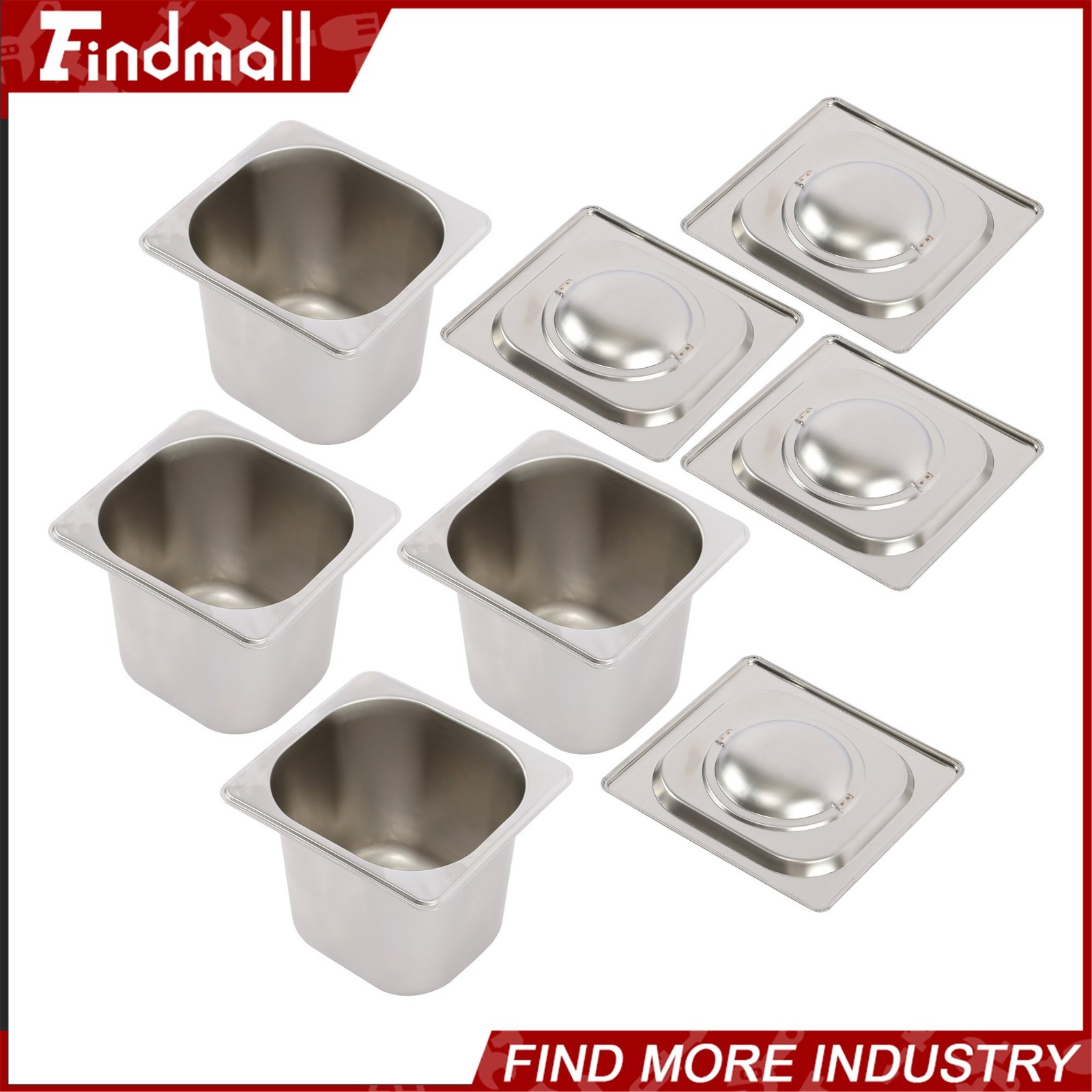 Findmall 4 Pack 6″ Deep Steam Table Pan Hotel Pans Food Prep Stainless Steel