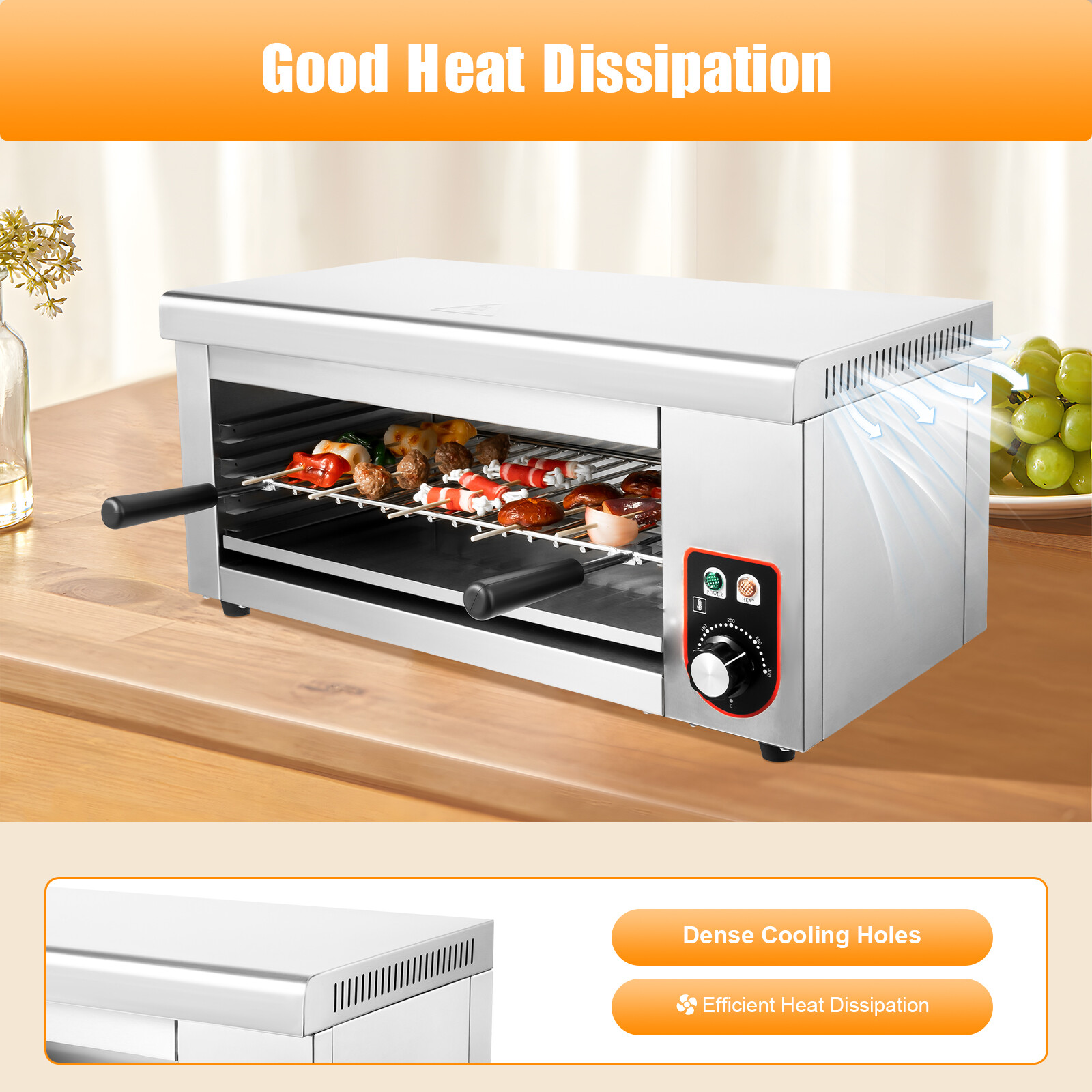 1500W Commercial Electric Wall-mounted Cheese Melter Salamander Broiler BBQ Gril
