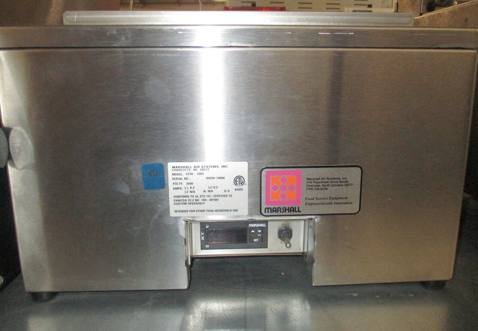 MARSHALL AIR SYSTEMS, INC. MODEL: CZ3K-16AC – FRIED FOOD DUMP STATION, 208V.