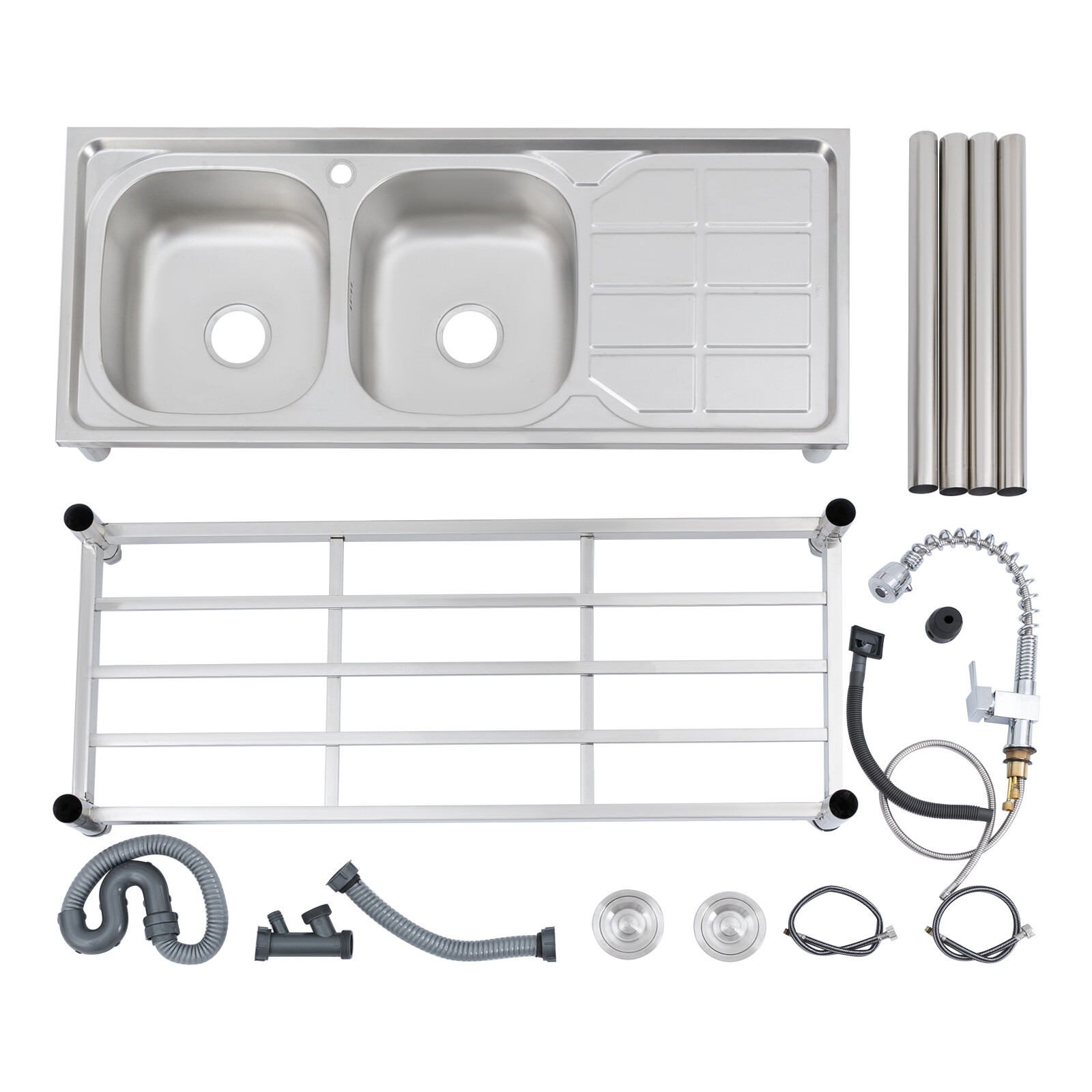 Commercial Utility Prep Sink 2Compartment Stainless Steel KitchenPrep Work Table