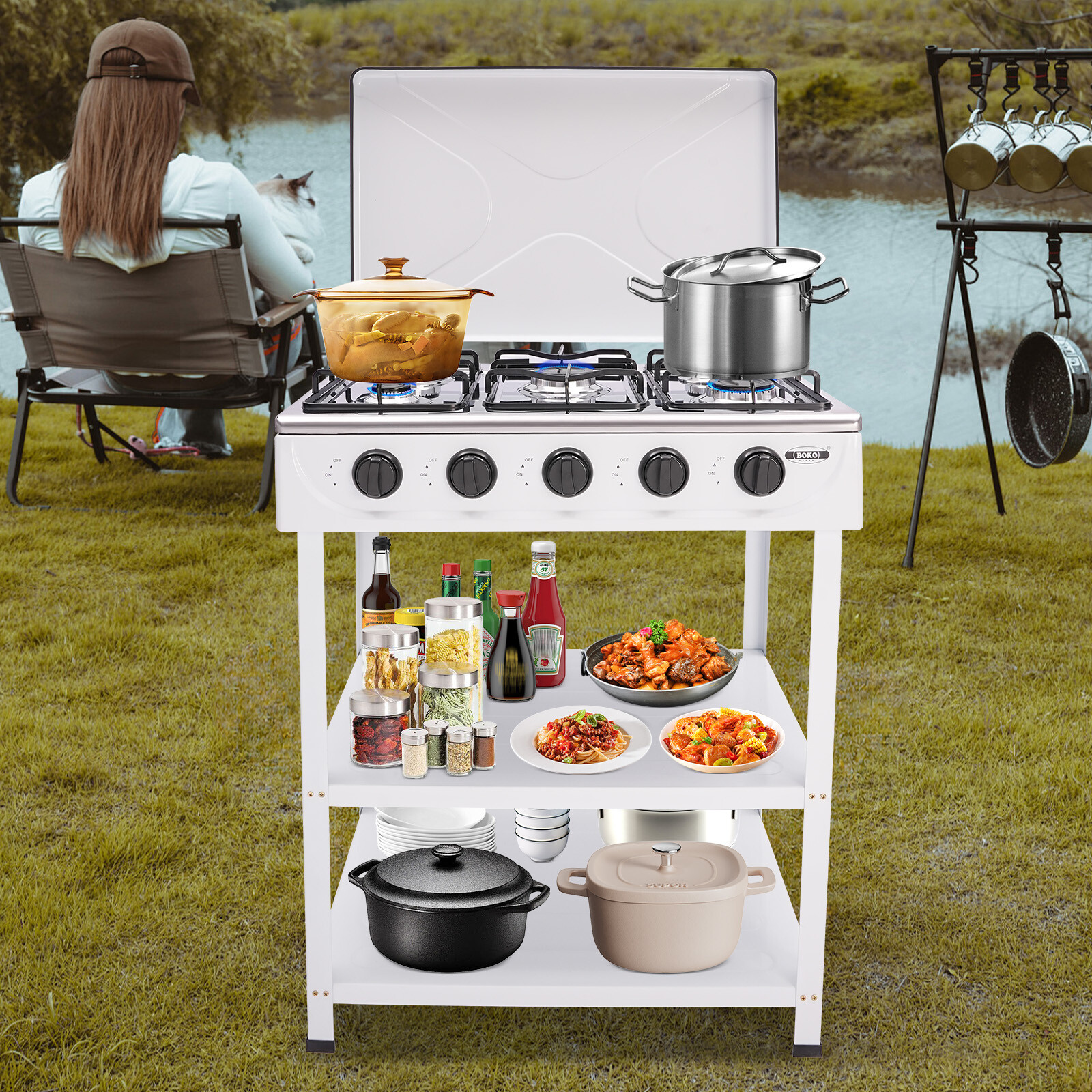 5 Burners Portable Natural Gas Stove Propane Burner For Rv Outdoor Cooking