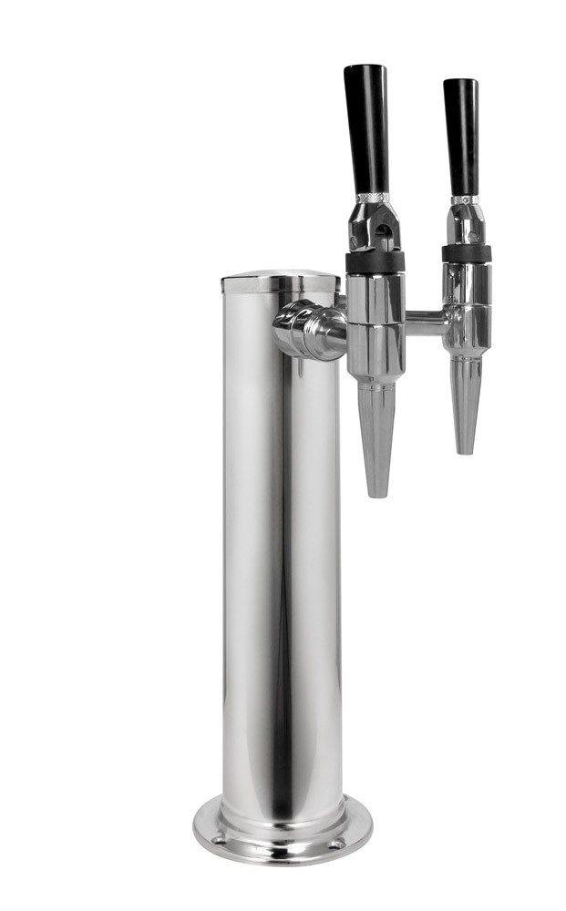 Kegco 14″ Tall Polished Stainless Steel Beer Tower Double Taps Stout Faucets
