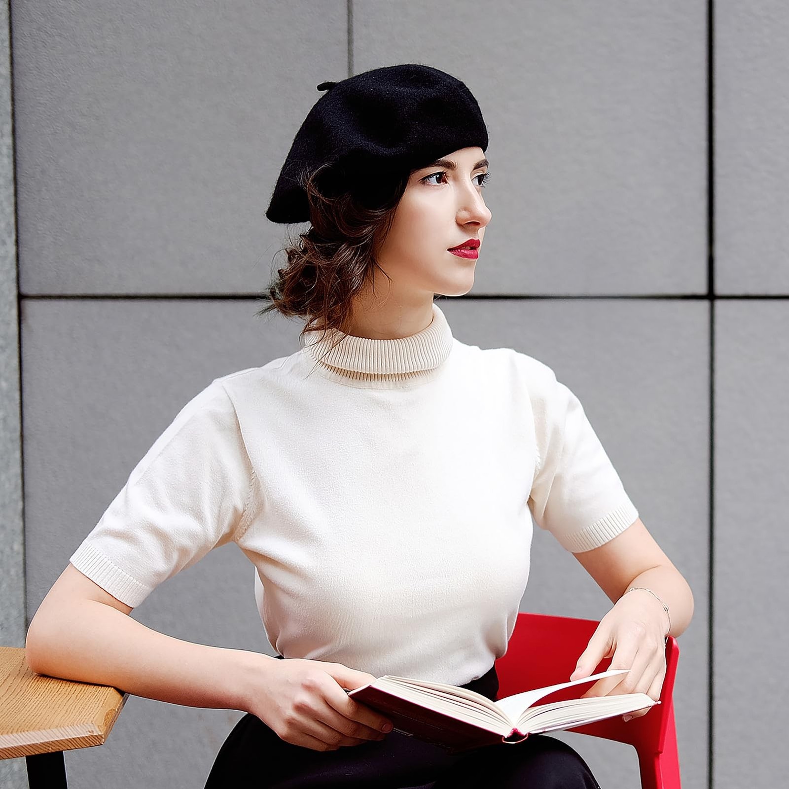 Wool French Berets for Women, Solid Color Beret Hats for Women Girls Lady, Ca…