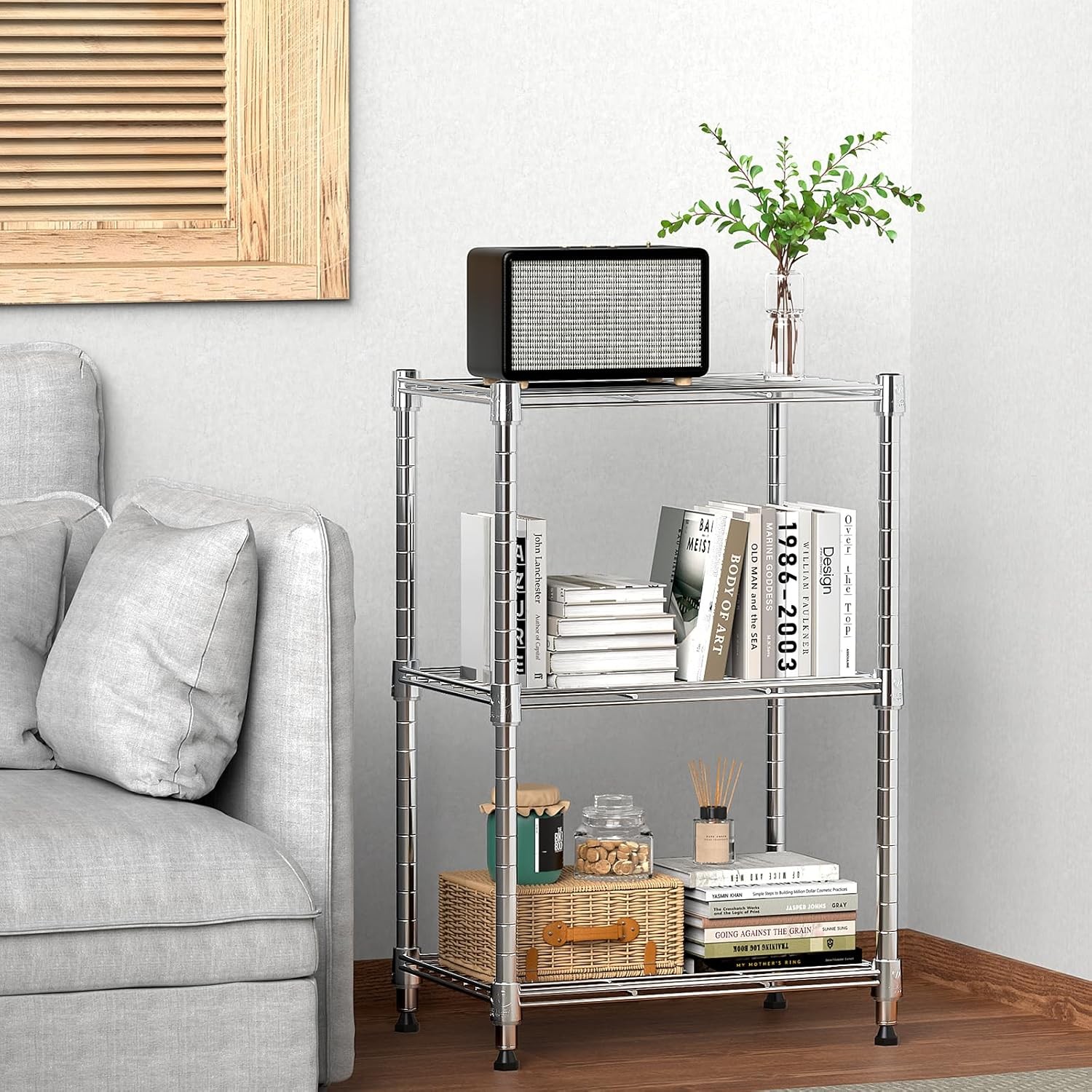 MZG 450 lbs Wire Storage Shelving 3 Tier Utility Shelving Unit Steel Organizer